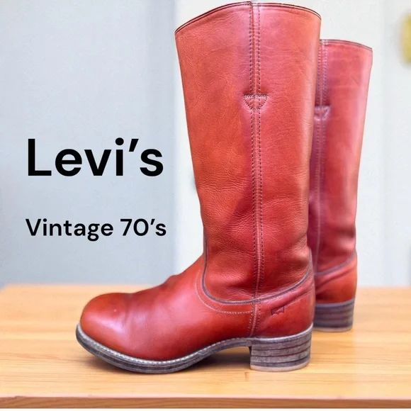Levi’s-Rare Vintage 70’s campus leather pull-on boots. Men’s 11. Cognac. EUC - Picture 4 of 16